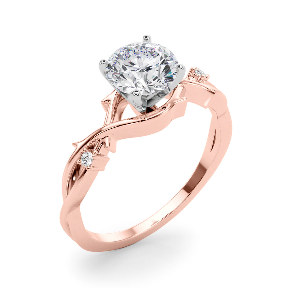 LUMEO Round Solitaire Diamond Engagement Ring Angle View in 18k Solid Rose Gold 