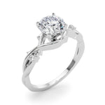 LUMEO Round Solitaire Diamond Engagement Ring Angle View in Platinum 