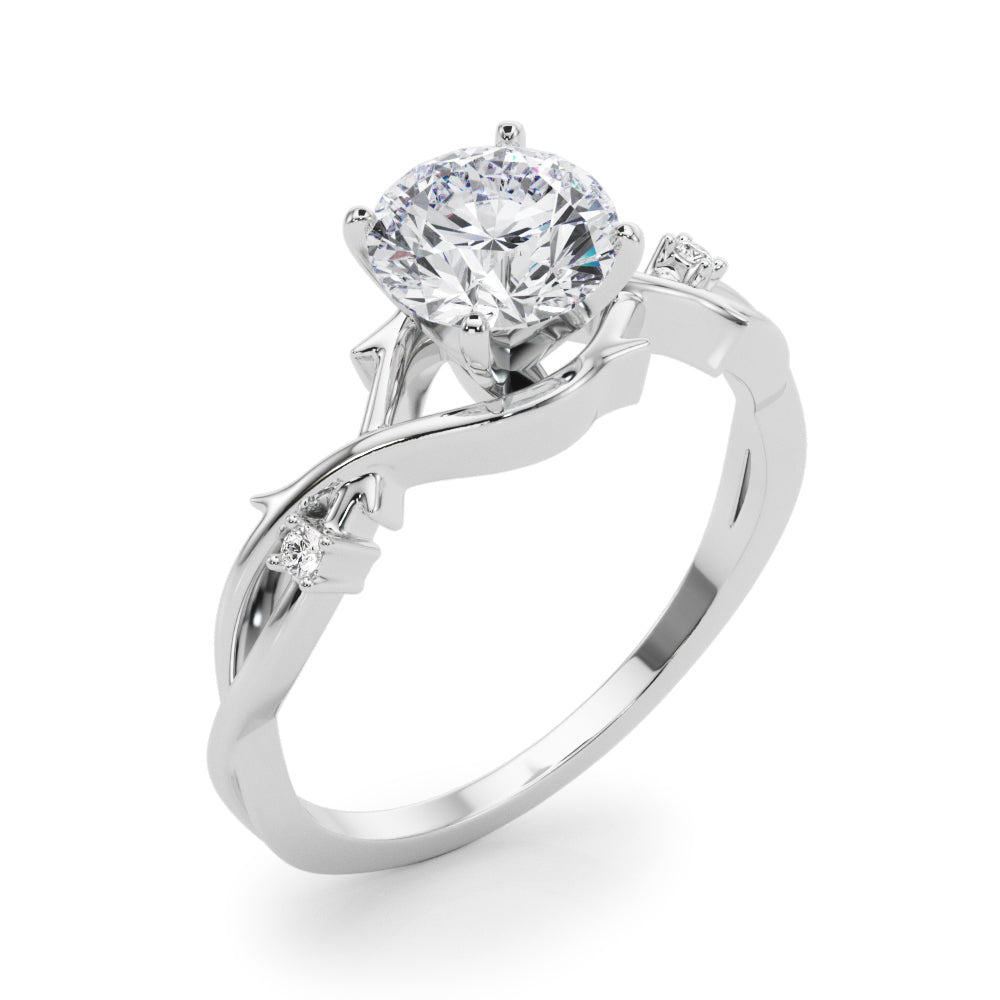 LUMEO Round Solitaire Diamond Engagement Ring Angle View in Platinum 