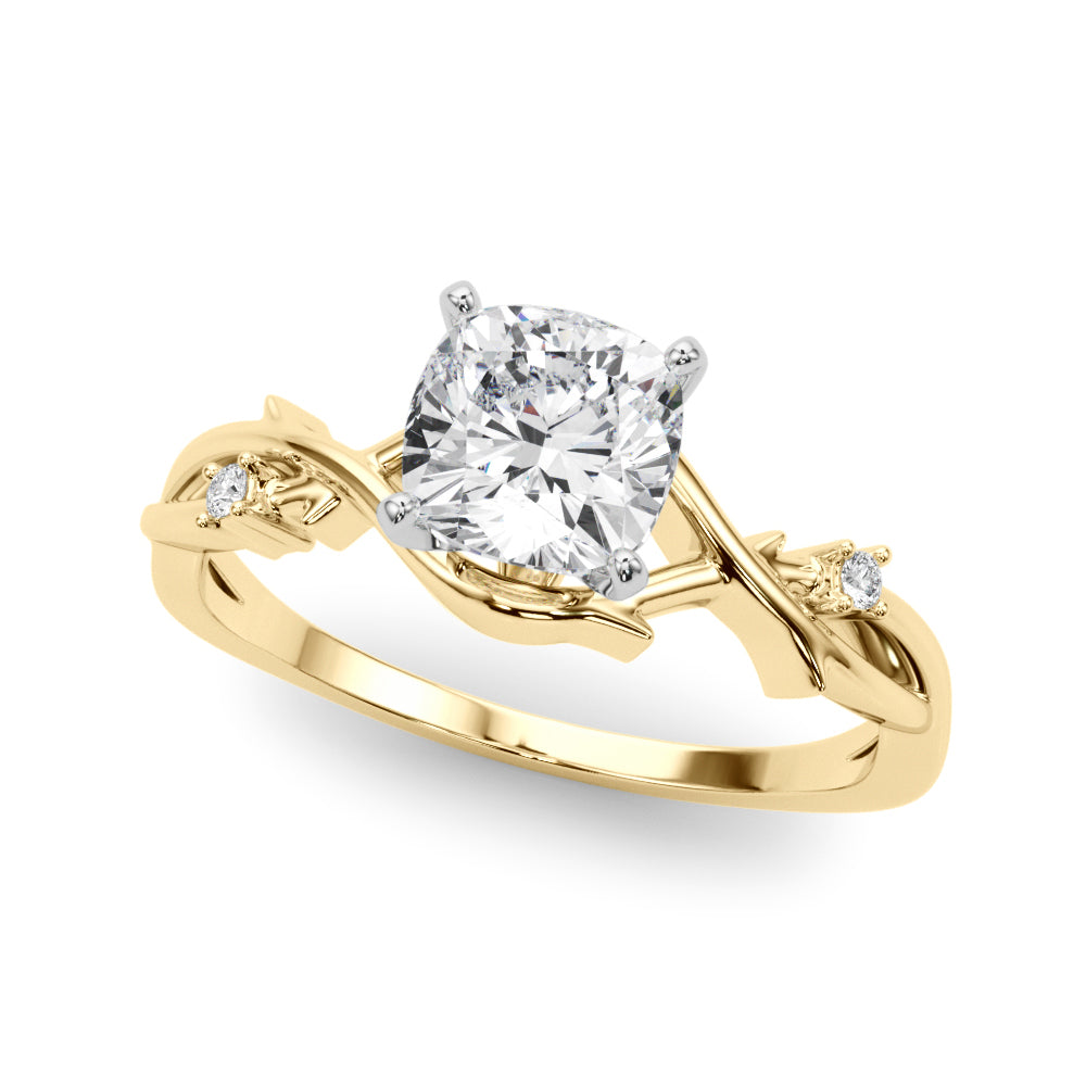 LUMEO Cushion Solitaire Diamond Engagement Ring Front View in 18k Solid Yellow Gold 