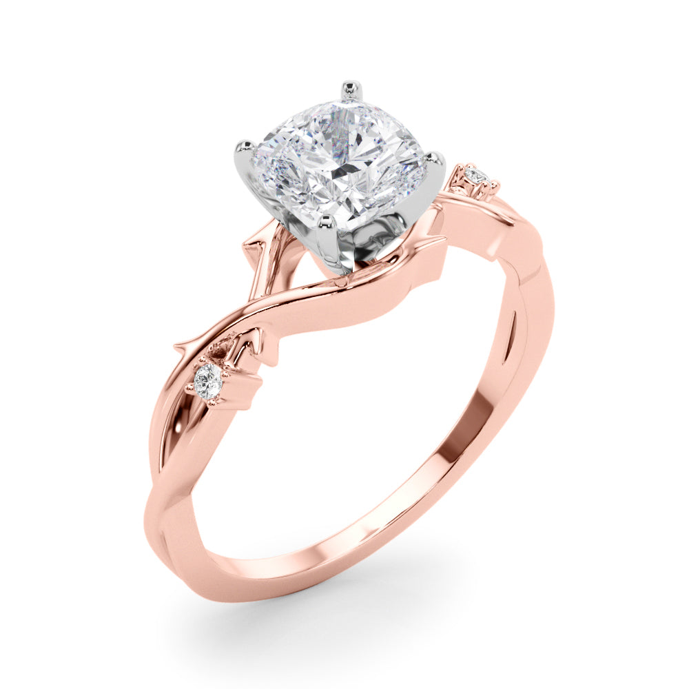 LUMEO Cushion Solitaire Diamond Engagement Ring Angle View in 18k Solid Rose Gold 