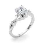 LUMEO Cushion Solitaire Diamond Engagement Ring Angle View in Platinum 