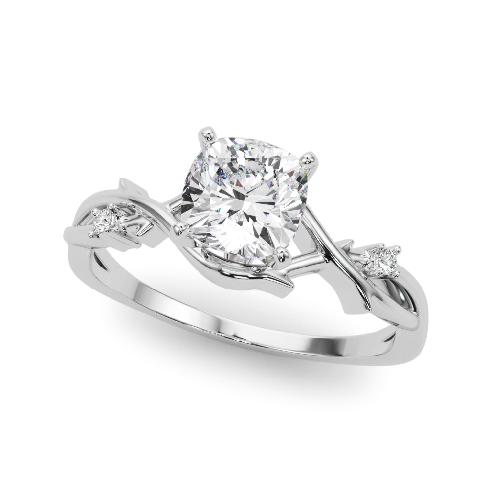 LUMEO Cushion Solitaire Diamond Engagement Ring Front View in Platinum 