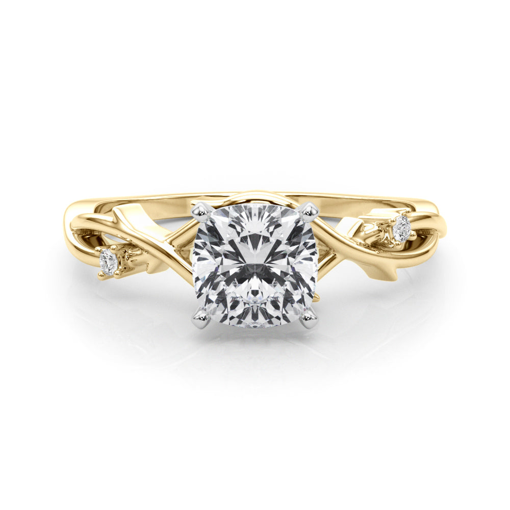 LUMEO Cushion Solitaire Diamond Engagement Ring Set in 18k Solid Yellow Gold 