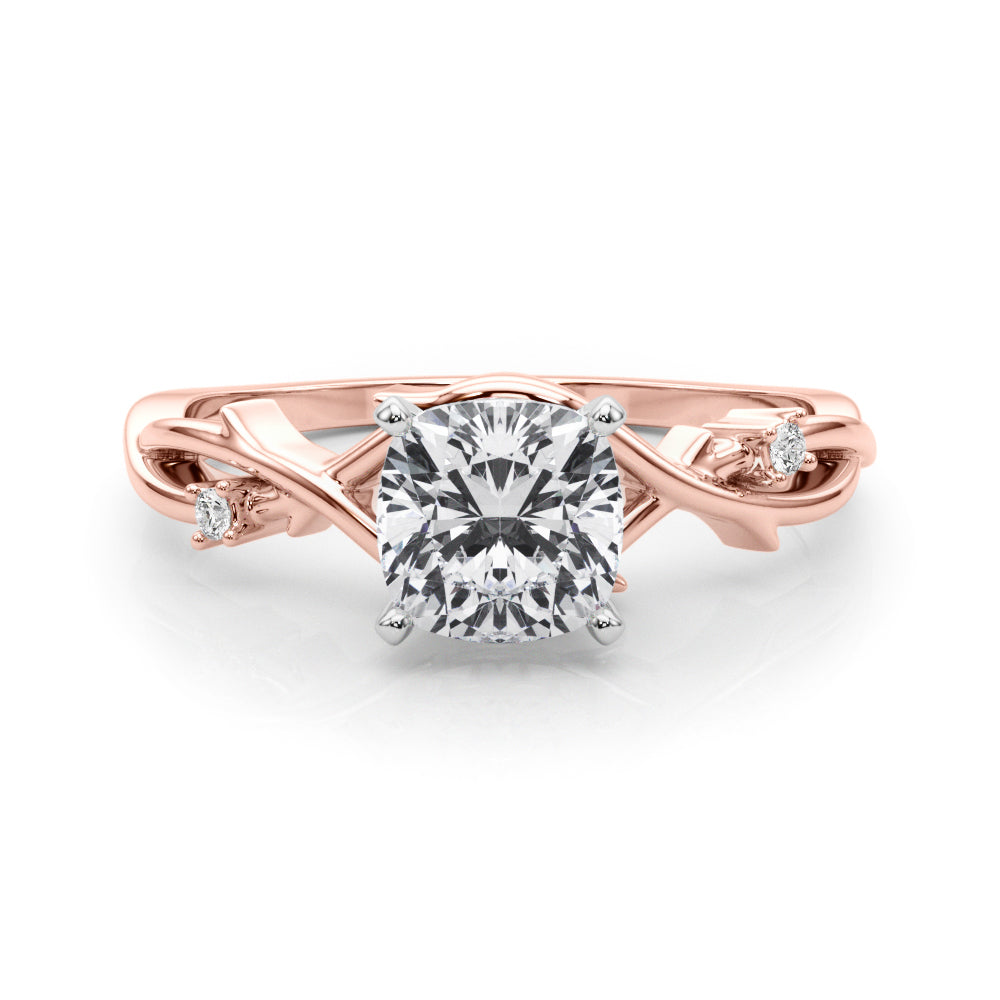 LUMEO Cushion Solitaire Diamond Engagement Ring Set in 18k Solid Rose Gold 