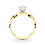 LUMEO Cushion Solitaire Diamond Engagement Ring Side View in 18k Solid Yellow Gold 