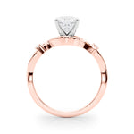 LUMEO Cushion Solitaire Diamond Engagement Ring Side View in 18k Solid Rose Gold 