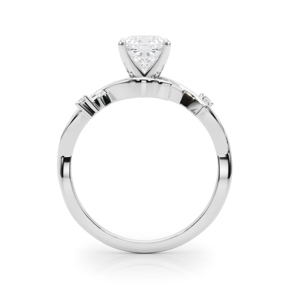 LUMEO Cushion Solitaire Diamond Engagement Ring Side View in Platinum 