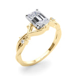 LUMEO Emerald Solitaire Diamond Engagement Ring Angle View in 18k Solid Yellow Gold 