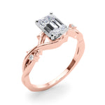 LUMEO Emerald Solitaire Diamond Engagement Ring Angle View in 18k Solid Rose Gold 