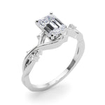 LUMEO Emerald Solitaire Diamond Engagement Ring Angle View in Platinum 