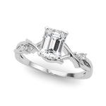 LUMEO Emerald Solitaire Diamond Engagement Ring Front View in Platinum 