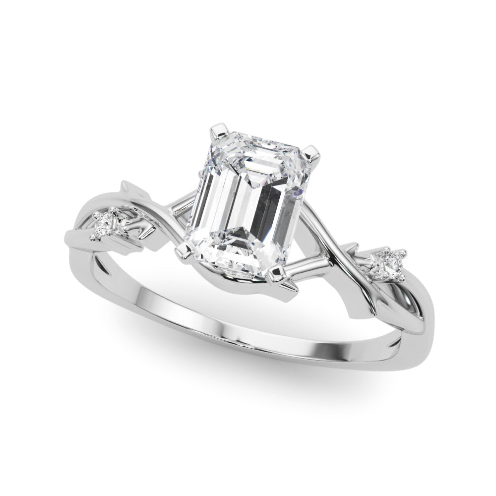LUMEO Emerald Solitaire Diamond Engagement Ring Front View in Platinum 