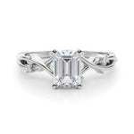 LUMEO Emerald Solitaire Diamond Engagement Ring Set in Platinum 