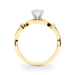 LUMEO Emerald Solitaire Diamond Engagement Ring Side View in 18k Solid Yellow Gold 