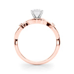 LUMEO Emerald Solitaire Diamond Engagement Ring Side View in 18k Solid Rose Gold 