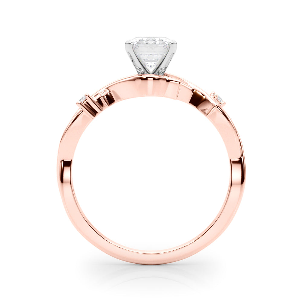 LUMEO Emerald Solitaire Diamond Engagement Ring Side View in 18k Solid Rose Gold 