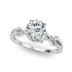 LUMEO Round Solitaire Diamond Engagement Ring Front View in Platinum 