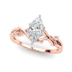 LUMEO Marquise Solitaire Diamond Engagement Ring Front View in 18k Solid Rose Gold 