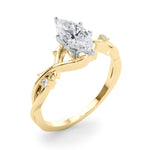 LUMEO Marquise Solitaire Diamond Engagement Ring Angle View in 18k Solid Yellow Gold 