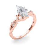 LUMEO Marquise Solitaire Diamond Engagement Ring Angle View in 18k Solid Rose Gold 