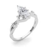 LUMEO Marquise Solitaire Diamond Engagement Ring Angle View in Platinum 