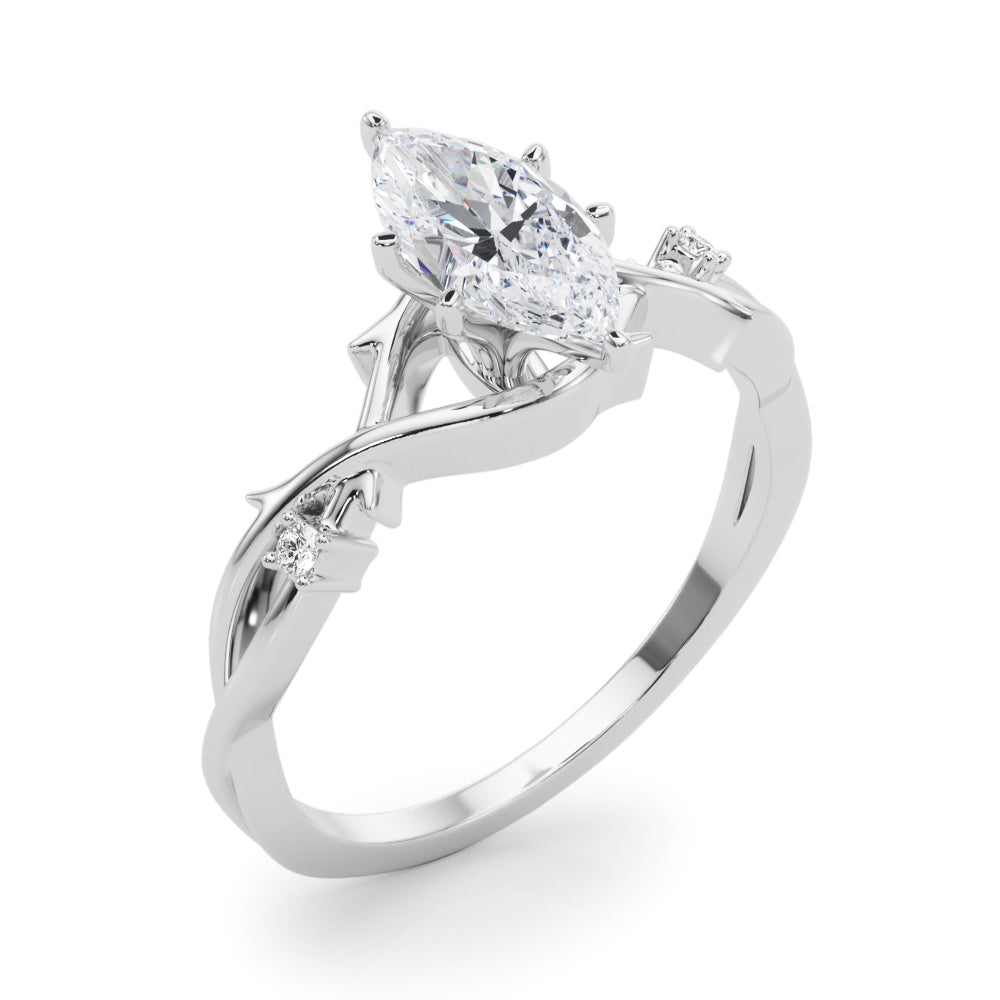 LUMEO Marquise Solitaire Diamond Engagement Ring Angle View in Platinum 