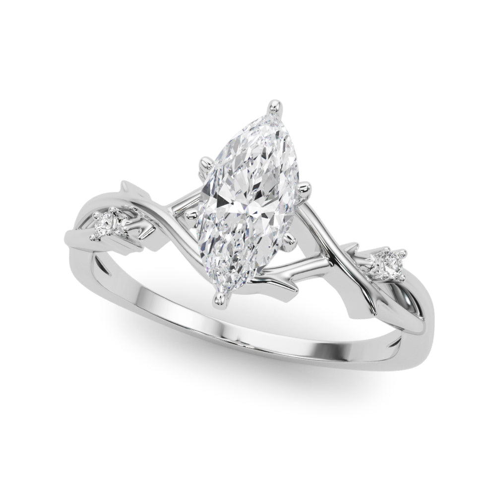 LUMEO Marquise Solitaire Diamond Engagement Ring Front View in Platinum 