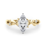 LUMEO Marquise Solitaire Diamond Engagement Ring Set in 18k Solid Yellow Gold 