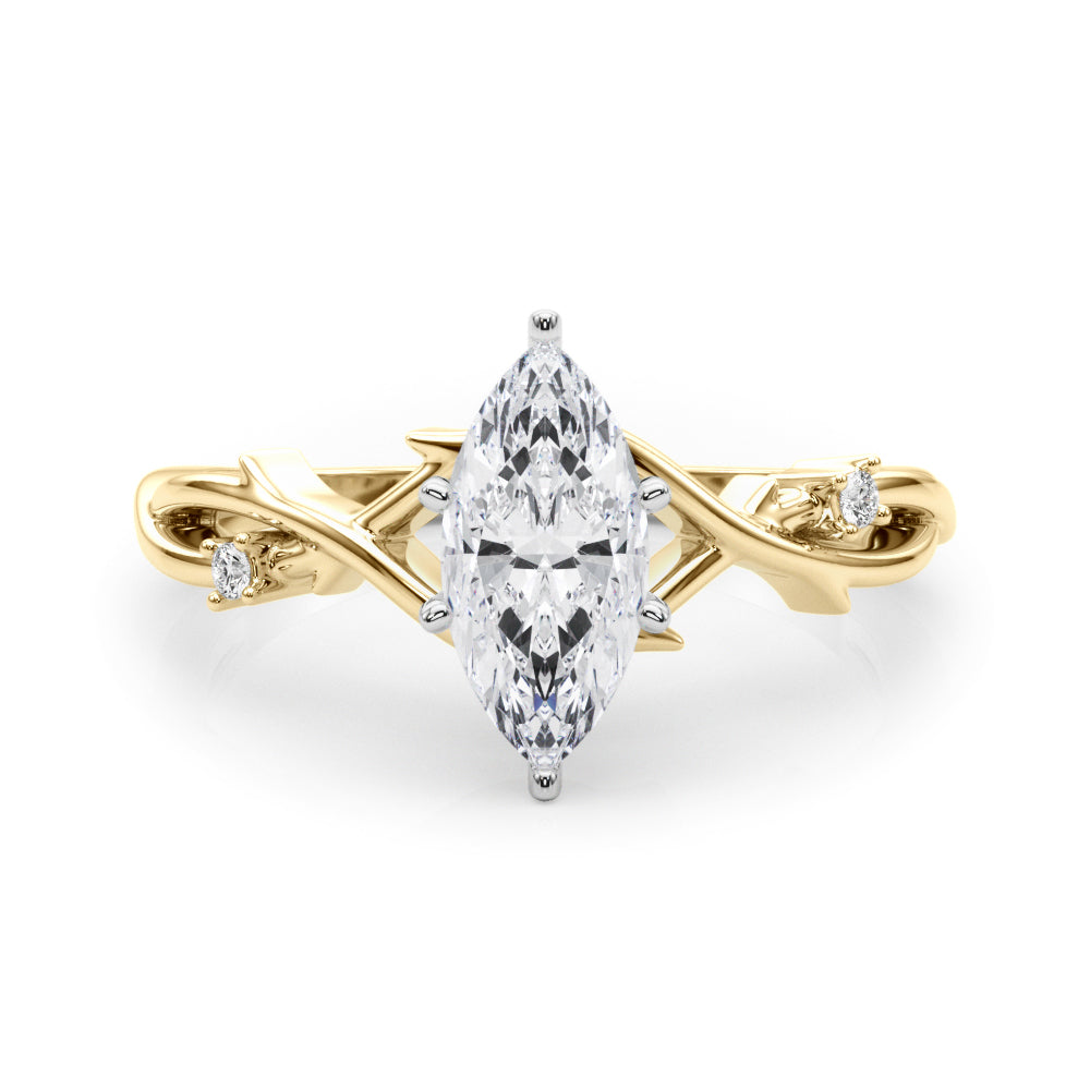 LUMEO Marquise Solitaire Diamond Engagement Ring Set in 18k Solid Yellow Gold 