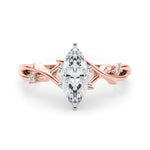 LUMEO Marquise Solitaire Diamond Engagement Ring Set in 18k Solid Rose Gold 