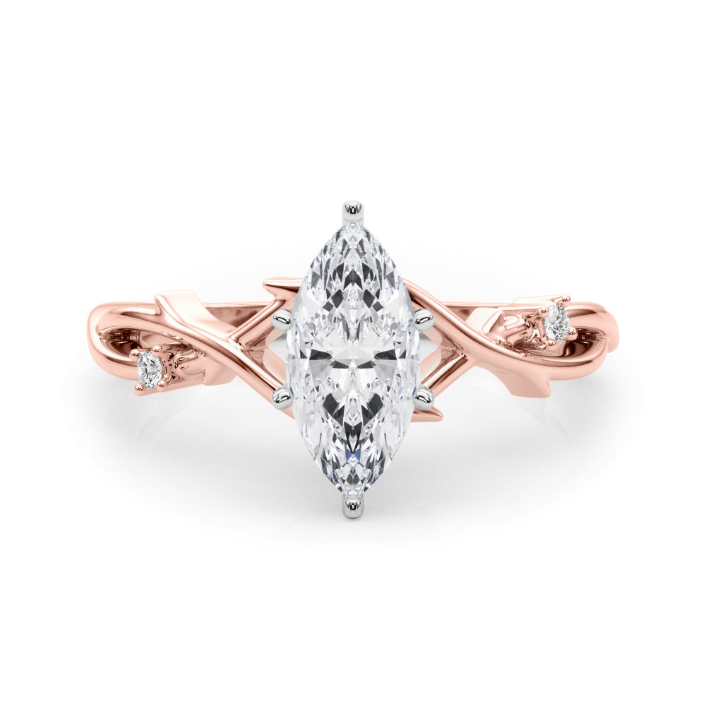LUMEO Marquise Solitaire Diamond Engagement Ring Set in 18k Solid Rose Gold 
