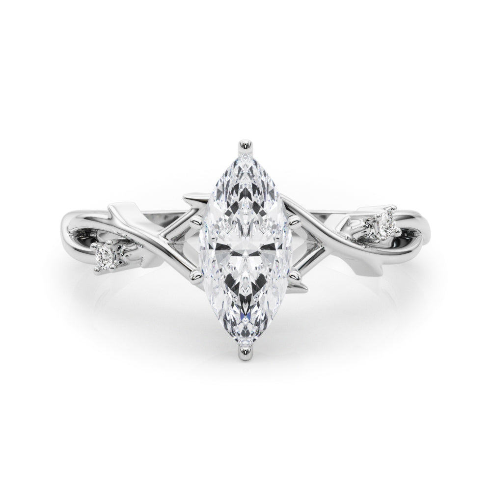 LUMEO Marquise Solitaire Diamond Engagement Ring Set in Platinum 