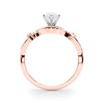 LUMEO Marquise Solitaire Diamond Engagement Ring Side View in 18k Solid Rose Gold 