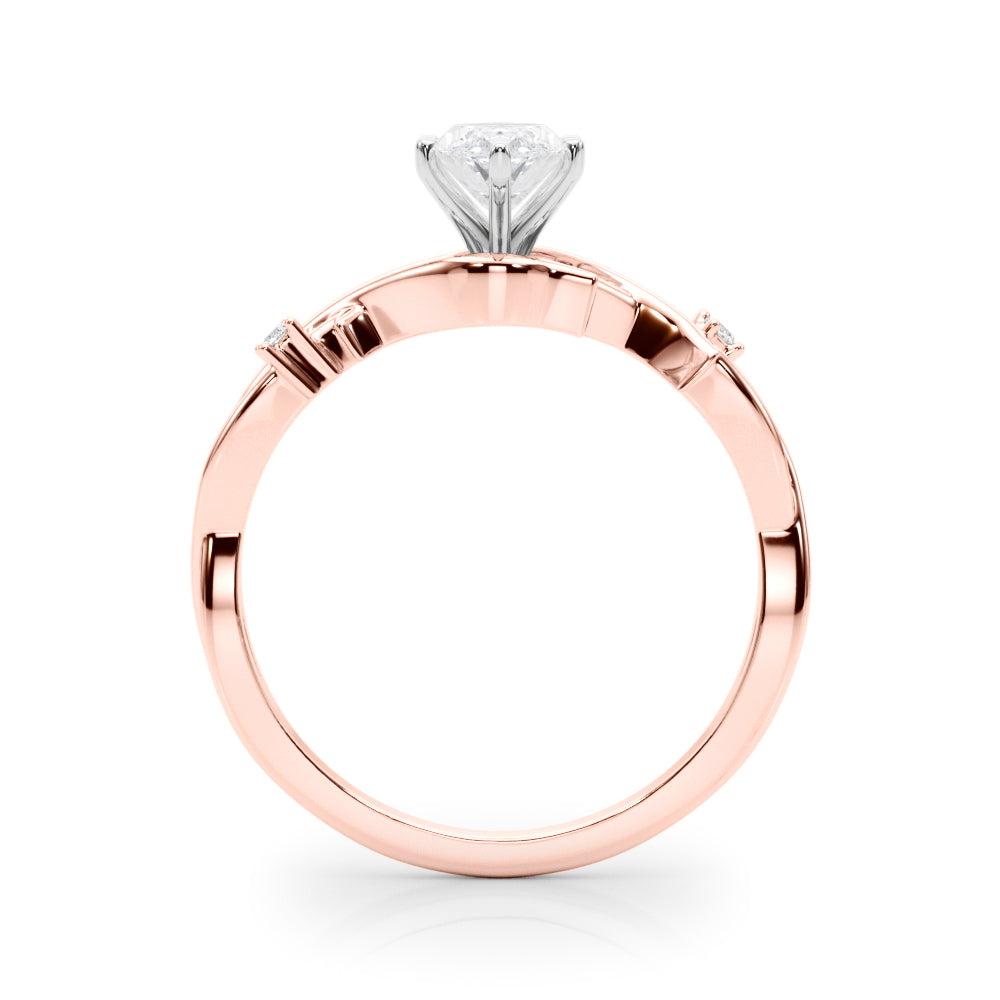 LUMEO Marquise Solitaire Diamond Engagement Ring Side View in 18k Solid Rose Gold 