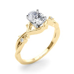 LUMEO Oval Solitaire Diamond Engagement Ring Angle View in 18k Solid Yellow Gold 