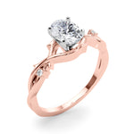 LUMEO Oval Solitaire Diamond Engagement Ring Angle View in 18k Solid Rose Gold 