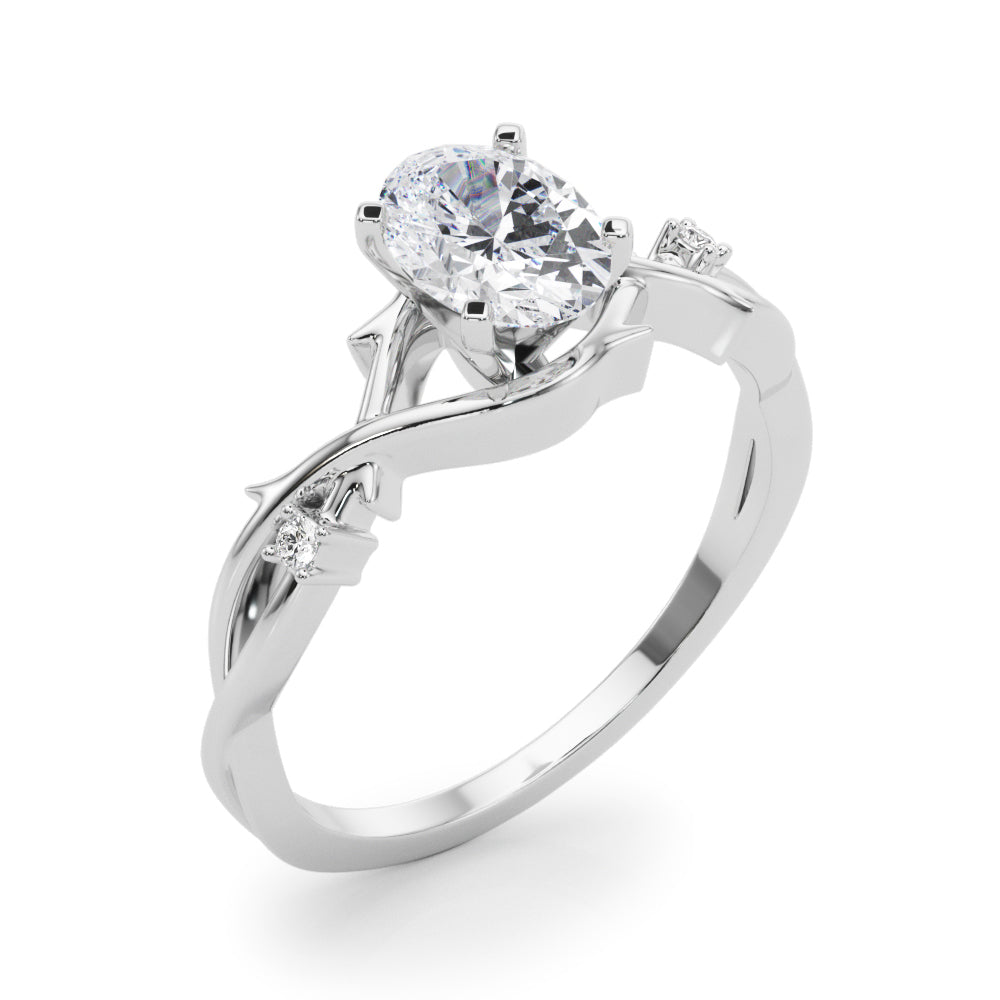 LUMEO Oval Solitaire Diamond Engagement Ring Angle View in Platinum 