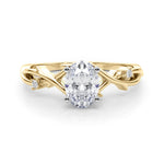 LUMEO Oval Solitaire Diamond Engagement Ring Set in 18k Solid Yellow Gold 