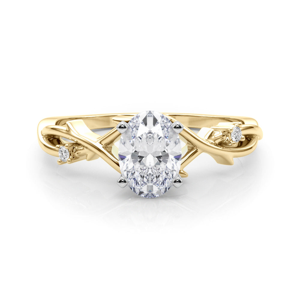 LUMEO Oval Solitaire Diamond Engagement Ring Set in 18k Solid Yellow Gold 