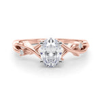 LUMEO Oval Solitaire Diamond Engagement Ring Set in 18k Solid Rose Gold 