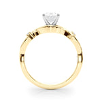 LUMEO Oval Solitaire Diamond Engagement Ring Side View in 18k Solid Yellow Gold 