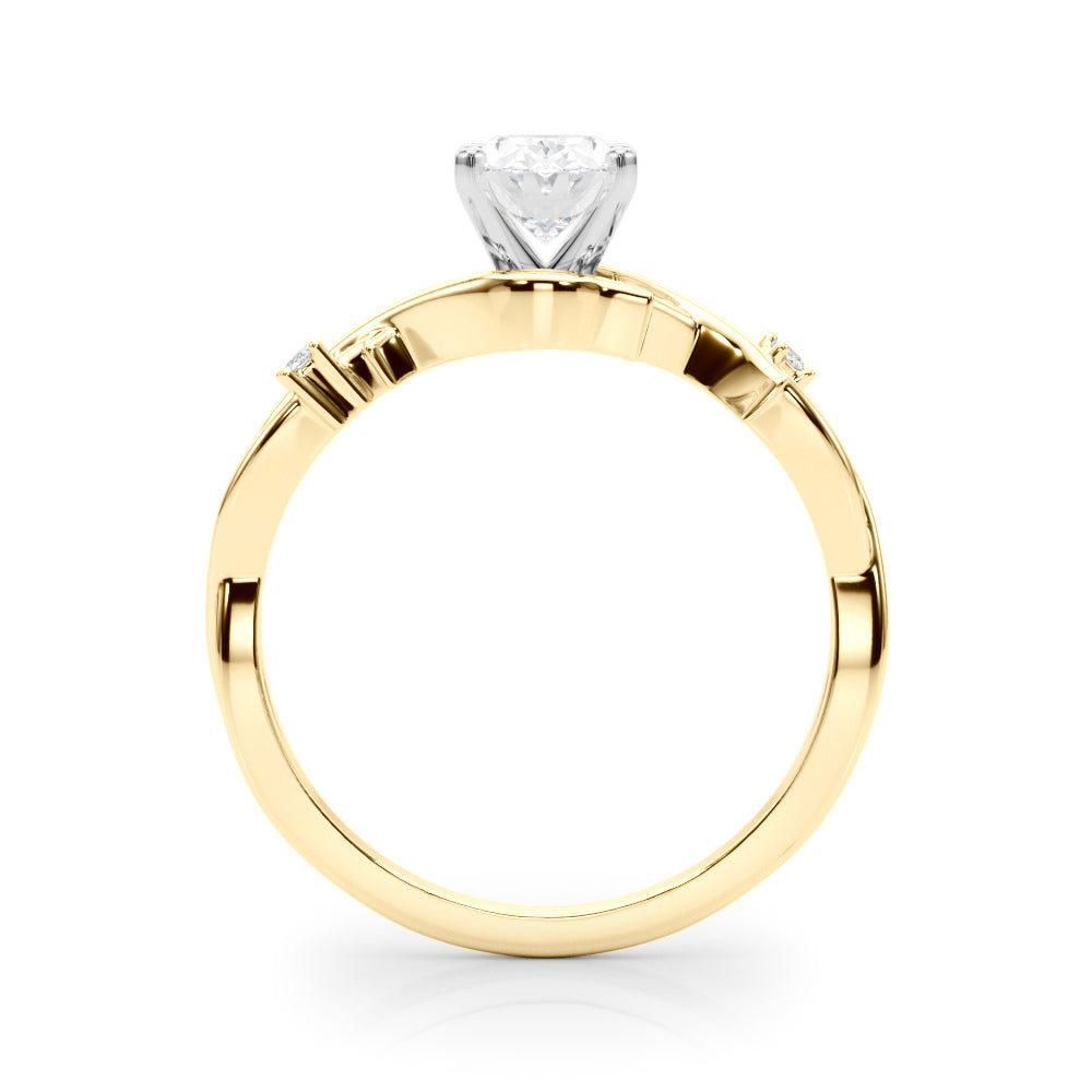 LUMEO Oval Solitaire Diamond Engagement Ring Side View in 18k Solid Yellow Gold 