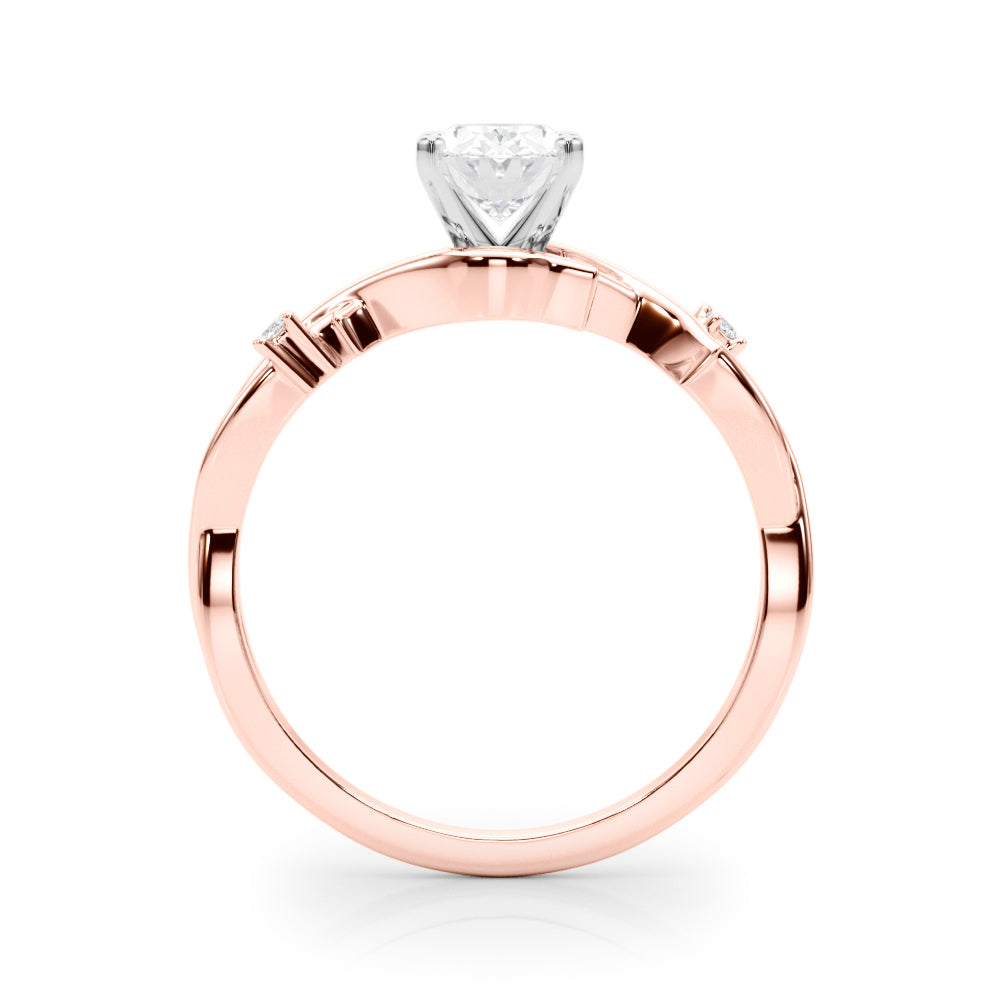 LUMEO Oval Solitaire Diamond Engagement Ring Side View in 18k Solid Rose Gold 