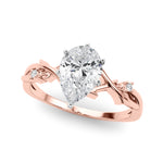 LUMEO Pear Solitaire Diamond Engagement Ring Front View in 18k Solid Rose Gold 