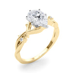 LUMEO Pear Solitaire Diamond Engagement Ring Angle View in 18k Solid Yellow Gold 