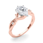 LUMEO Pear Solitaire Diamond Engagement Ring Angle View in 18k Solid Rose Gold 
