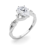 LUMEO Pear Solitaire Diamond Engagement Ring Angle View in Platinum 