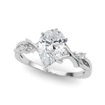 LUMEO Pear Solitaire Diamond Engagement Ring Front View in Platinum 
