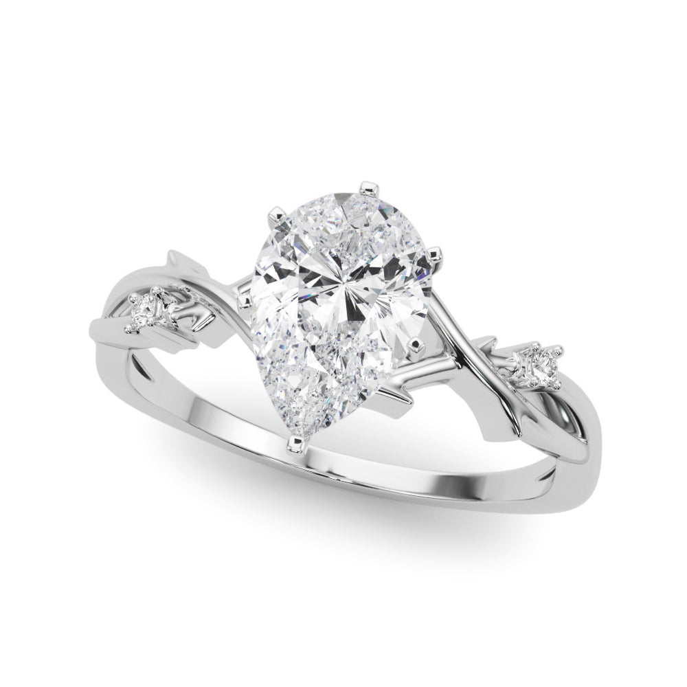 LUMEO Pear Solitaire Diamond Engagement Ring Front View in Platinum 